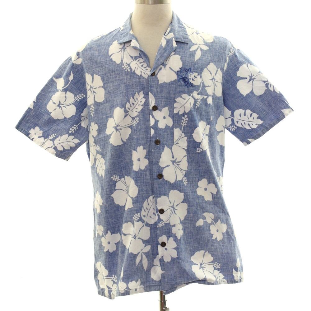 Vintage 80s Kennington Hawaiian Reverse Print Floral Cotton Shirt Men's Large